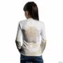 Camisa Agro Feminina BRK Nossa Senhora Strass Branca com  UV50+ -  Gênero: Infantil Tamanho: Infantil GG