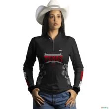 Camisa Agro Feminina Preta BRK Texas Vintage com Proteção UV50+ -  Gênero: Feminino Tamanho: Baby Look G1