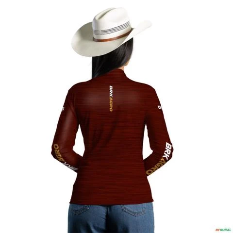 Camisa Agro BRK Mescla Marrom Yellowstone com Proteção UV50+ -  Gênero: Feminino Tamanho: Baby Look P