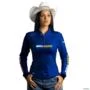 Camisa Agro BRK Mescla Azul Petróleo com Proteção UV50+ -  Gênero: Feminino Tamanho: Baby Look P