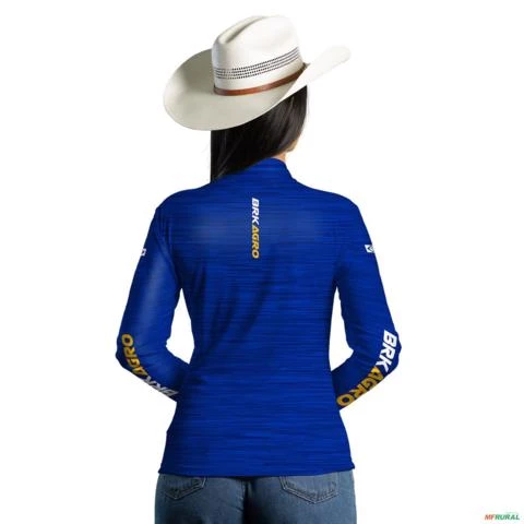 Camisa Agro BRK Mescla Azul Petróleo com Proteção UV50+ -  Gênero: Feminino Tamanho: Baby Look P