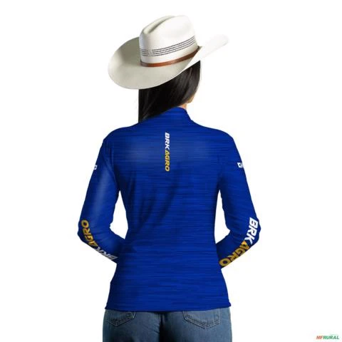 Camisa Agro BRK Mescla Azul Royal com Proteção UV50+ -  Gênero: Feminino Tamanho: Baby Look PP