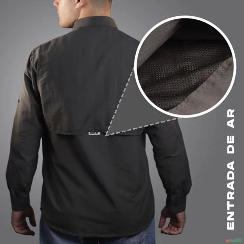 Camisa Work BRK com Proteção UV50+ - Chumbo -  Gênero: Masculino Tamanho: M