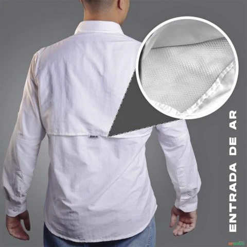 Camisa Work BRK com Proteção UV50+ - Branca -  Gênero: Masculino Tamanho: M