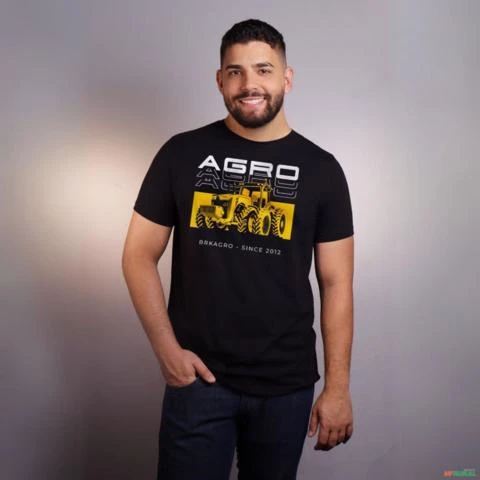 Camiseta Casual BRK Agro trator Preta em Algodão Egípcio -  Tamanho: GG