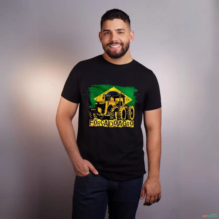Camiseta Casual Agro BRK Força do Agro em Algodão Egípcio -  Cor: Preto Tamanho: GG