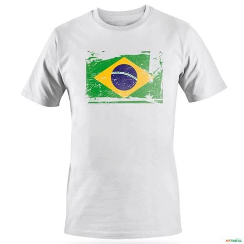 Camiseta Agro BRK Bandeira Brasil em Algodão Egípcio -  Cor: Branco Tamanho: M
