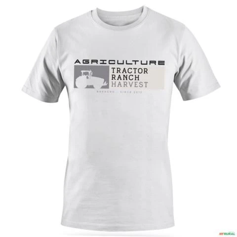 Camiseta Casual Agro BRK Agriculture Trator em Algodão Egípcio -  Cor: Branco Tamanho: P