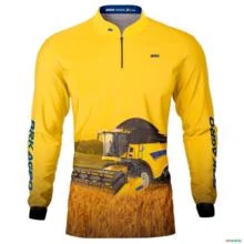 Camisa Agro Amarela BRK Colheitadeira CR5.85 com Proteção UV50+ -  Gênero: Masculino Tamanho: G