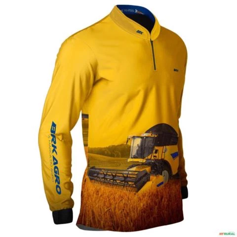 Camisa Agro Amarela BRK Colheitadeira CR5.85 com Proteção UV50+ -  Gênero: Masculino Tamanho: GG