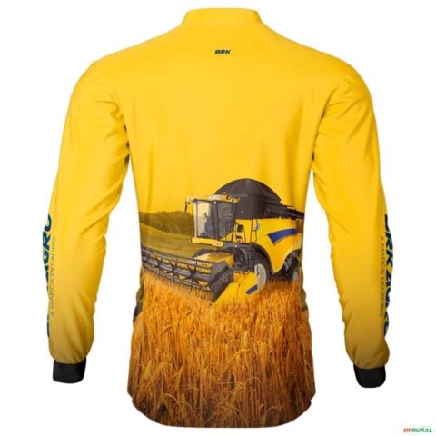 Camisa Agro Amarela BRK Colheitadeira CR5.85 com Proteção UV50+ -  Gênero: Masculino Tamanho: G1