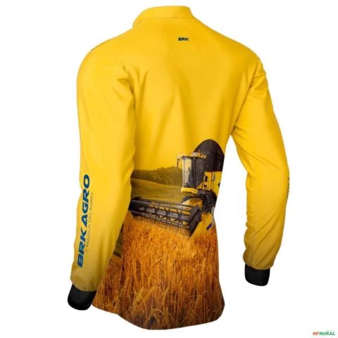 Camisa Agro Amarela BRK Colheitadeira CR5.85 com Proteção UV50+ -  Gênero: Masculino Tamanho: G1