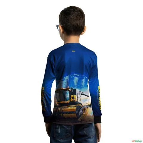 Camisa Agro BRK Azul Colheitadeira com Proteção UV50+ -  Gênero: Infantil Tamanho: Infantil P