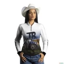 Camisa Agro BRK Trator T8 Branca com Proteção UV50+ -  Gênero: Feminino Tamanho: Baby Look G