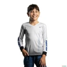 Camisa Agro Básica BRK Branca e Azul com Proteção UV50+ -  Gênero: Infantil Tamanho: Infantil M