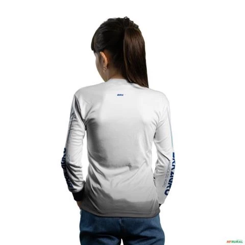 Camisa Agro Básica BRK Branca e Azul com Proteção UV50+ -  Gênero: Infantil Tamanho: Infantil G1