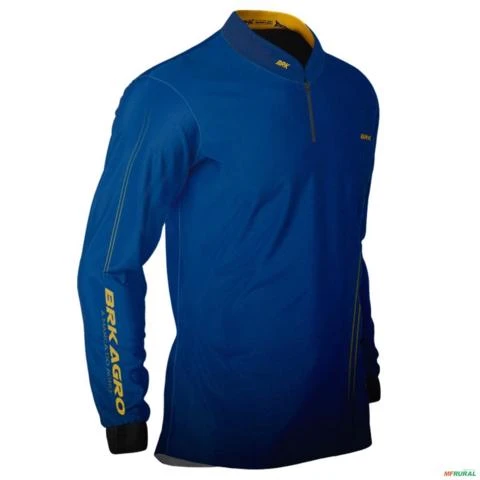 Camisa Agro Básica BRK Azul e Amarelo com Proteção UV50+ -  Gênero: Masculino Tamanho: M