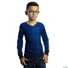Camisa Agro Básica BRK Azul e Amarelo com Proteção UV50+ -  Gênero: Infantil Tamanho: Infantil PP
