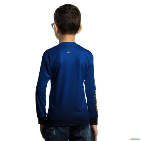 Camisa Agro Básica BRK Azul e Amarelo com Proteção UV50+ -  Gênero: Infantil Tamanho: Infantil GG