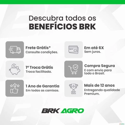 Camisa Agro BRK Verde Goiás é Agro com Proteção UV50+ -  Gênero: Masculino Tamanho: P