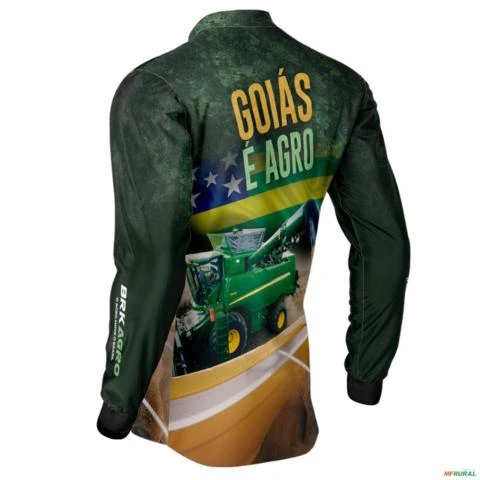 Camisa Agro BRK Verde Goiás é Agro com Proteção UV50+ -  Gênero: Masculino Tamanho: M