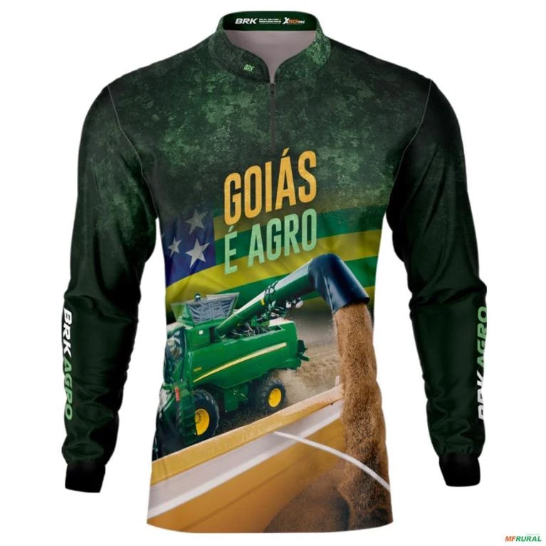 Camisa Agro BRK Verde Goiás é Agro com Proteção UV50+ -  Gênero: Masculino Tamanho: GG
