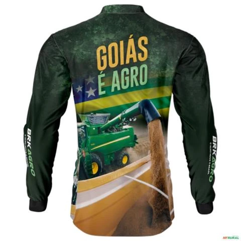 Camisa Agro BRK Verde Goiás é Agro com Proteção UV50+ -  Gênero: Masculino Tamanho: G1
