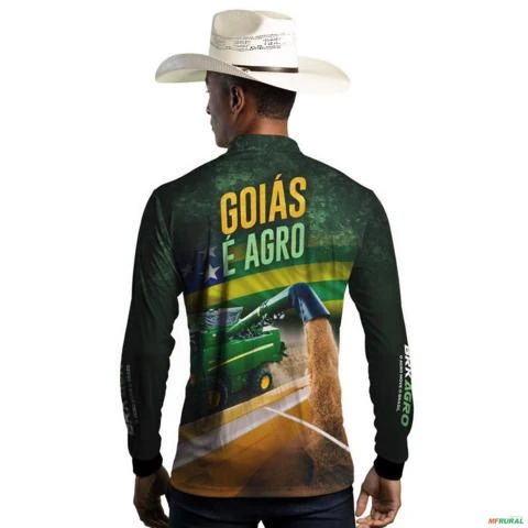 Camisa Agro BRK Verde Goiás é Agro com Proteção UV50+ -  Gênero: Masculino Tamanho: G1
