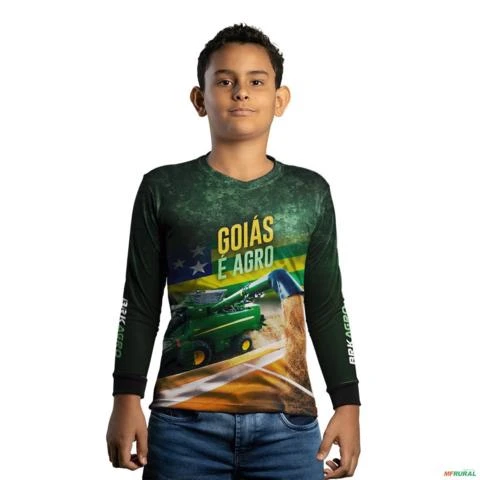 Camisa Agro BRK Verde Goiás é Agro com Proteção UV50+ -  Gênero: Infantil Tamanho: Infantil PP
