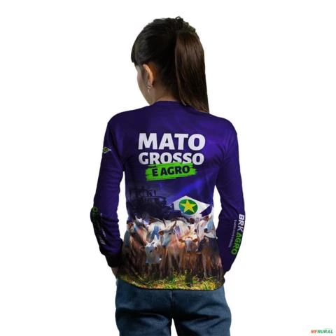 Camisa Agro BRK Azul Mato Grosso com Proteção UV50+ -  Gênero: Infantil Tamanho: Infantil G2