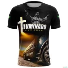 Camiseta de Caminhão BRK Iluminado por Deus com UV50  - Tamanho: Masculino XG