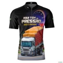 Camiseta de Caminhão BRK Aqui Tem Pressão com UV50  - Tamanho: Masculino GG