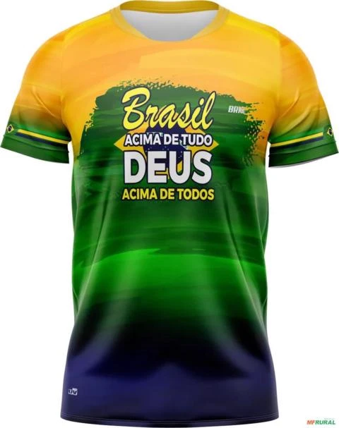 Camiseta Cores Brasil Acima de Tudo Brk com UV50 - Tamanho: Masculino M