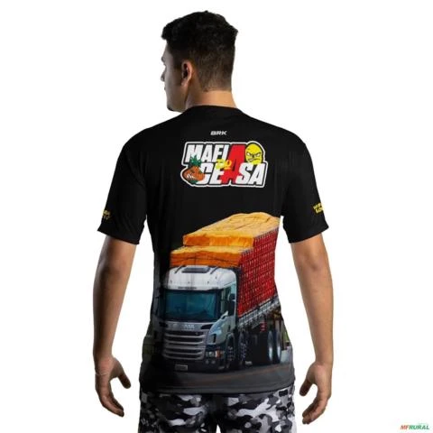 Camiseta de Caminhão BRK Só Para Loucos Máfia do Ceasa com UV50  - Tamanho: Masculino GG