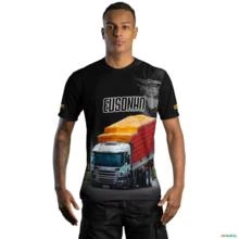 Camiseta de Caminhão BRK Só Para Loucos Deus Realiza com UV50  - Tamanho: Masculino GG