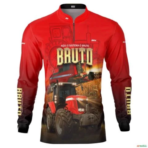 Camisa Agro BRK Sistema Bruto Trator Vermelho com UV50  - Tamanho: Masculino G