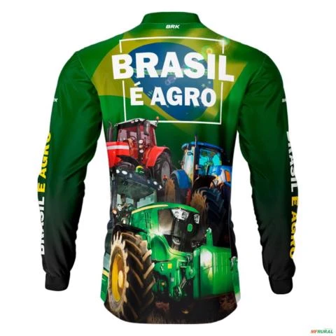 Camisa Agro BRK Brasil é Agro Verde com UV50 - Tamanho: Masculino M