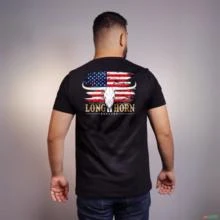 Camiseta BRK Agro Preta 'Long Horn EUA' Algodão Egípcio -  Tamanho: PP