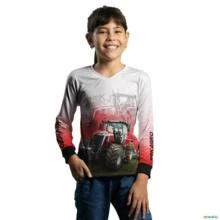 Camisa Agro BRK Trator Vermelho com UV50 + -  Gênero: Infantil Tamanho: Infantil M