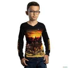 Camisa Agro BRK Preta Cavalgada com Proteção UV50+ -  Gênero: Infantil Tamanho: Infantil P