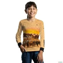 Camisa Agro BRK Bege Cavalgada com Proteção UV50+ -  Gênero: Infantil Tamanho: Infantil PP