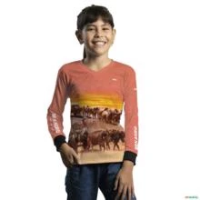 Camisa Agro Feminina BRK Rose Boiadeiro com UV50+ -  Gênero: Infantil Tamanho: Infantil G1
