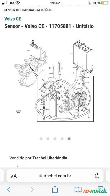 Sensor do Óleo Maquinas VOLVO Original (11705881) Volvo CE