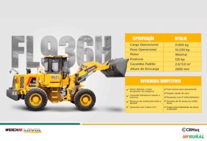 Imagem Pá-carregadeira LOVOL FL936H (NOVA) Imagem Pá-carregadeira LOVOL FL936H (NOVA)