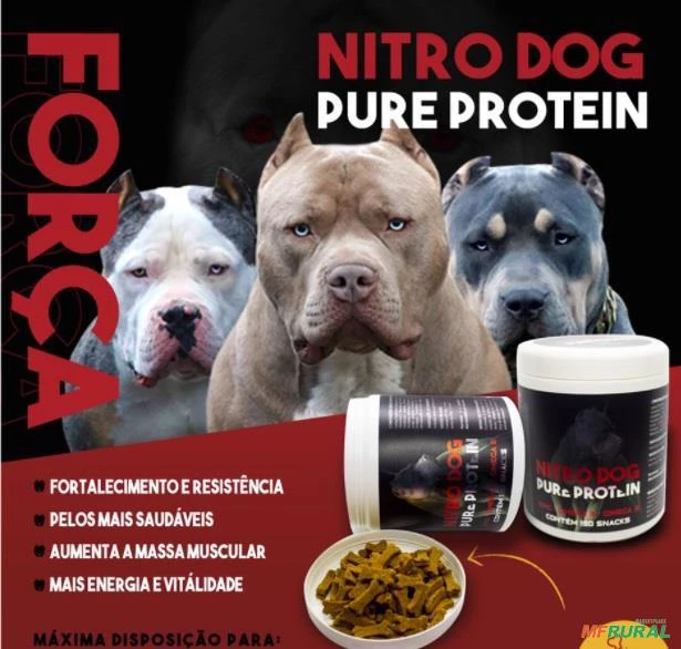 Snack Pure Proteína Massa Muscular P/ Cães American Bully Pit Bull (FRETE GRÁTIS)