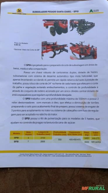 Subsolador Santa  Izabel Mod spsi 7 hastes Imagem Subsolador Santa  Izabel Mod spsi 7 hastes