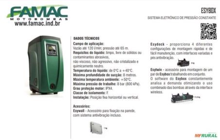 Imagem Bomba FAMAC Pressurizador Inversor ESYBOX 2CV -  Voltagem: MONOF. 220V. Imagem Bomba FAMAC Pressurizador Inversor ESYBOX 2CV -  Voltagem: MONOF. 220V.