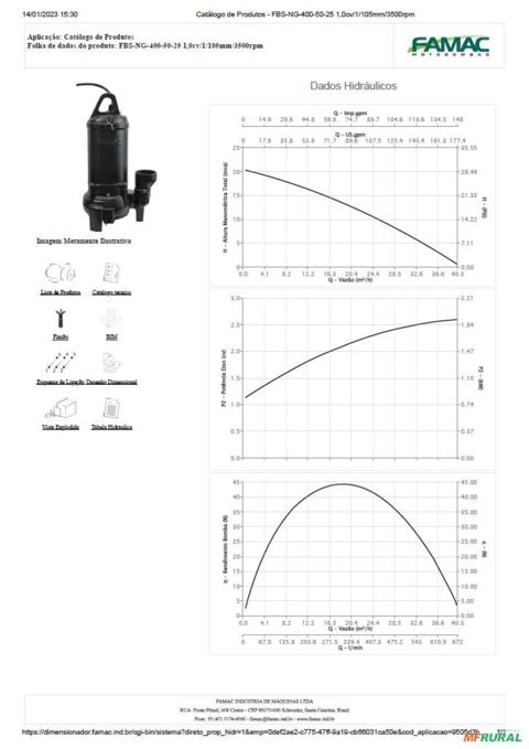 Imagem Bomba FAMAC Submersivel FBS-NG-400 105MM 1CV -  Voltagem: TRIF. 440V. Imagem Bomba FAMAC Submersivel FBS-NG-400 105MM 1CV -  Voltagem: TRIF. 440V.