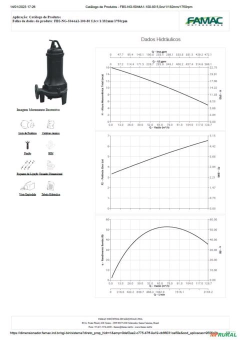 Imagem Bomba FAMAC Submersivel FBS-NG-5044A1 182MM 5CV -  Voltagem: TRIF. 380V. Imagem Bomba FAMAC Submersivel FBS-NG-5044A1 182MM 5CV -  Voltagem: TRIF. 380V.