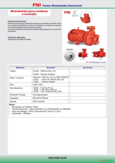 Imagem Bomba FAMAC Para Incêndio FNI 2.1/2 X 2.1/2 172MM 7,5CV Rosca -  Voltagem: MONOF. 220/440V. Imagem Bomba FAMAC Para Incêndio FNI 2.1/2 X 2.1/2 172MM 7,5CV Rosca -  Voltagem: MONOF. 220/440V.